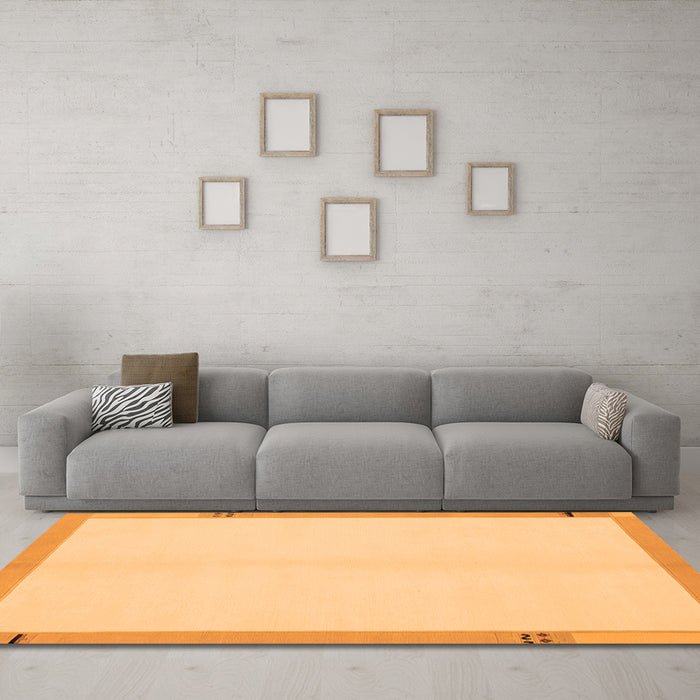 Machine Washable Solid Orange Modern Area Rugs in a Living Room, wshabs1870org