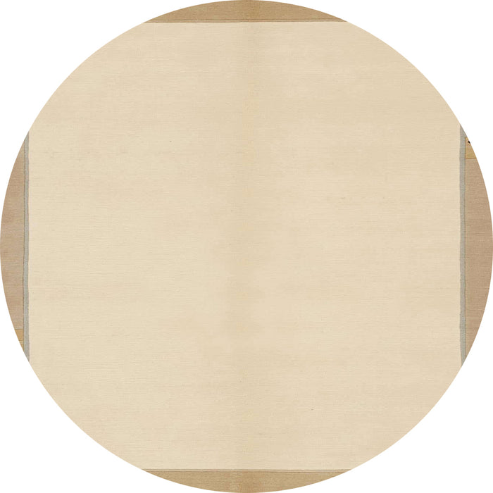 Round Abstract Yellow Solid Rug, abs1870