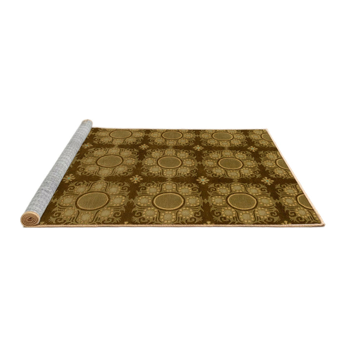 Sideview of Machine Washable Abstract Dark Golden Brown Rug, wshabs1871
