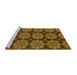 Sideview of Machine Washable Abstract Dark Golden Brown Rug, wshabs1871