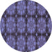 Round Machine Washable Abstract Blue Modern Rug, wshabs1871blu