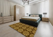 Machine Washable Abstract Dark Golden Brown Rug in a Bedroom, wshabs1871