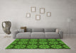 Machine Washable Abstract Green Modern Area Rugs in a Living Room,, wshabs1871grn