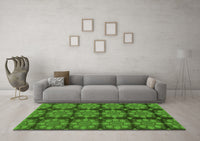 Machine Washable Abstract Green Modern Rug, wshabs1871grn