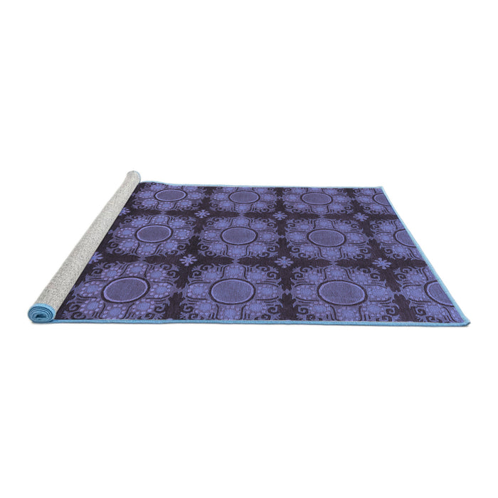 Sideview of Machine Washable Abstract Blue Modern Rug, wshabs1871blu