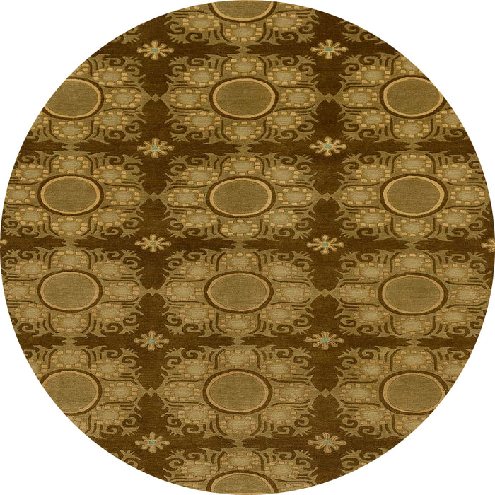 Round Abstract Dark Brown Modern Rug, abs1871
