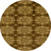 Round Abstract Dark Brown Modern Rug, abs1871