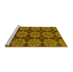 Sideview of Machine Washable Abstract Yellow Modern Rug, wshabs1871yw