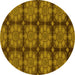 Round Abstract Yellow Modern Rug, abs1871yw