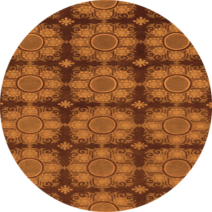 Round Machine Washable Abstract Orange Modern Area Rugs, wshabs1871org