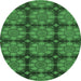 Round Abstract Emerald Green Modern Rug, abs1871emgrn