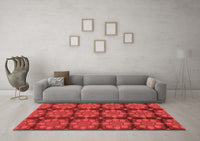 Machine Washable Abstract Red Modern Rug, wshabs1871red