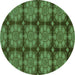 Round Abstract Turquoise Modern Rug, abs1871turq