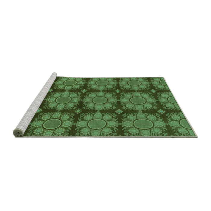 Sideview of Machine Washable Abstract Turquoise Modern Area Rugs, wshabs1871turq