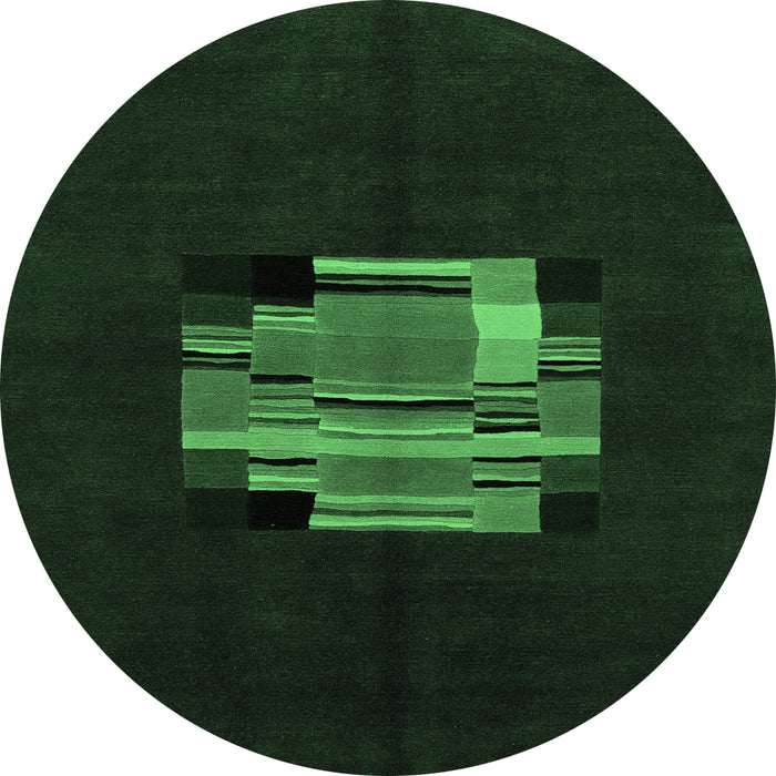 Round Abstract Emerald Green Modern Rug, abs1872emgrn