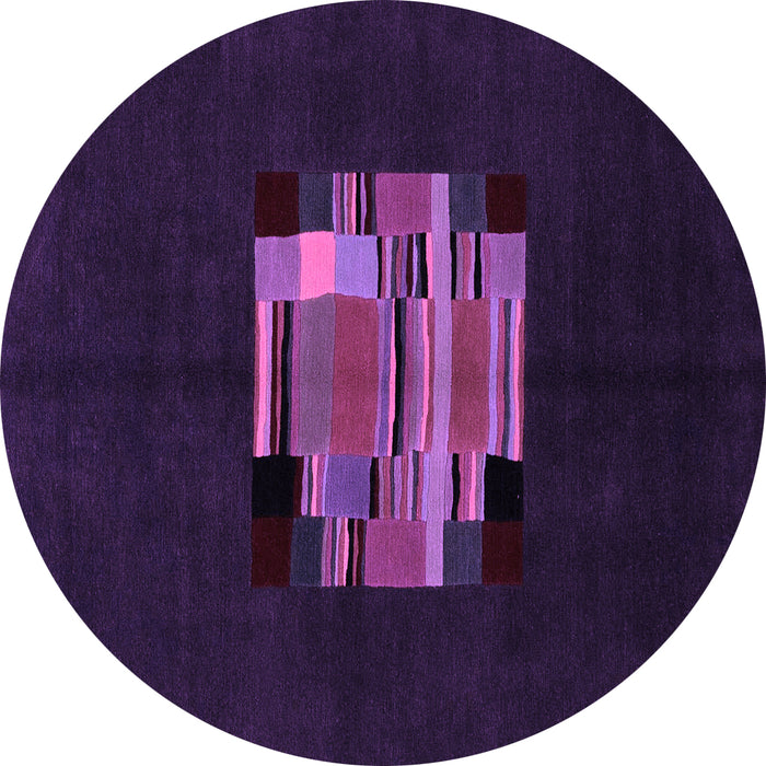 Round Machine Washable Abstract Purple Modern Area Rugs, wshabs1872pur
