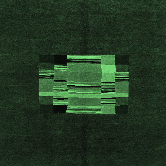 Square Machine Washable Abstract Emerald Green Modern Area Rugs, wshabs1872emgrn
