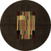 Round Machine Washable Abstract Brown Modern Rug, wshabs1872brn