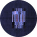 Round Machine Washable Abstract Blue Modern Rug, wshabs1872blu