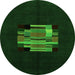 Round Machine Washable Abstract Green Modern Area Rugs, wshabs1872grn