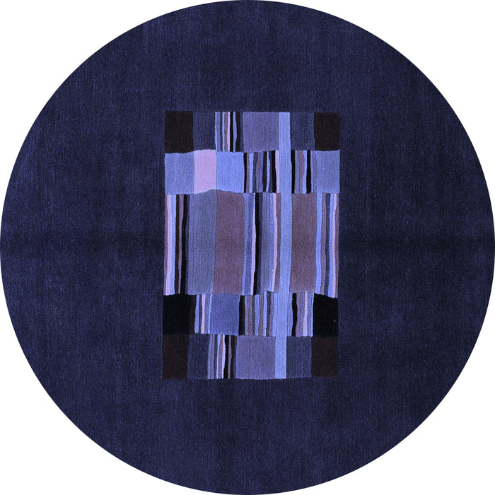 Round Abstract Blue Modern Rug, abs1872blu