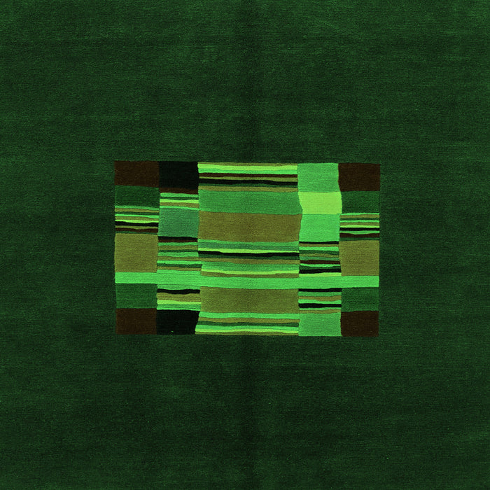Square Machine Washable Abstract Green Modern Area Rugs, wshabs1872grn