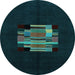 Round Machine Washable Abstract Light Blue Modern Rug, wshabs1872lblu