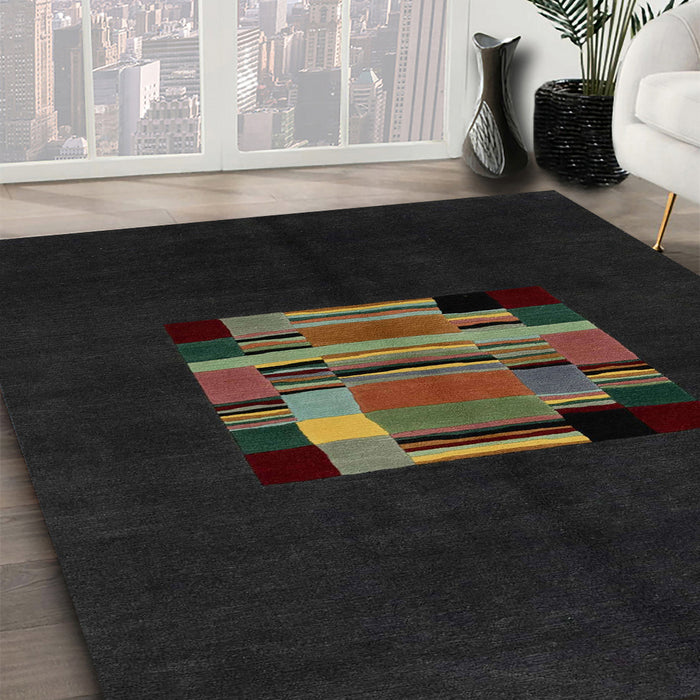 Abstract Taupe Brown Modern Rug in Family Room, abs1872