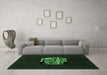 Machine Washable Abstract Emerald Green Modern Area Rugs in a Living Room,, wshabs1872emgrn