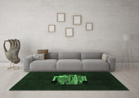 Machine Washable Abstract Emerald Green Modern Rug, wshabs1872emgrn