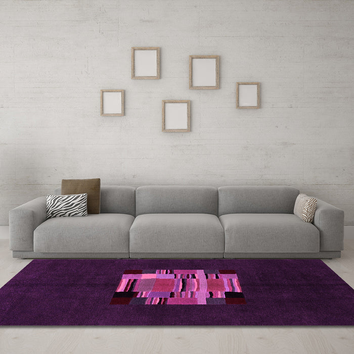 Machine Washable Abstract Pink Modern Rug in a Living Room, wshabs1872pnk