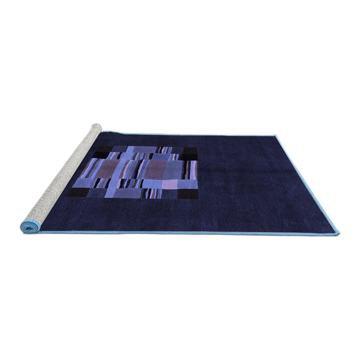 Sideview of Machine Washable Abstract Blue Modern Rug, wshabs1872blu