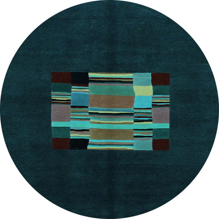 Round Abstract Light Blue Modern Rug, abs1872lblu