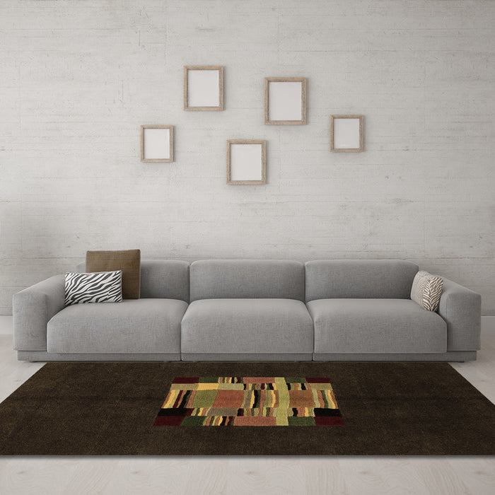 Machine Washable Abstract Brown Modern Rug in a Living Room,, wshabs1872brn
