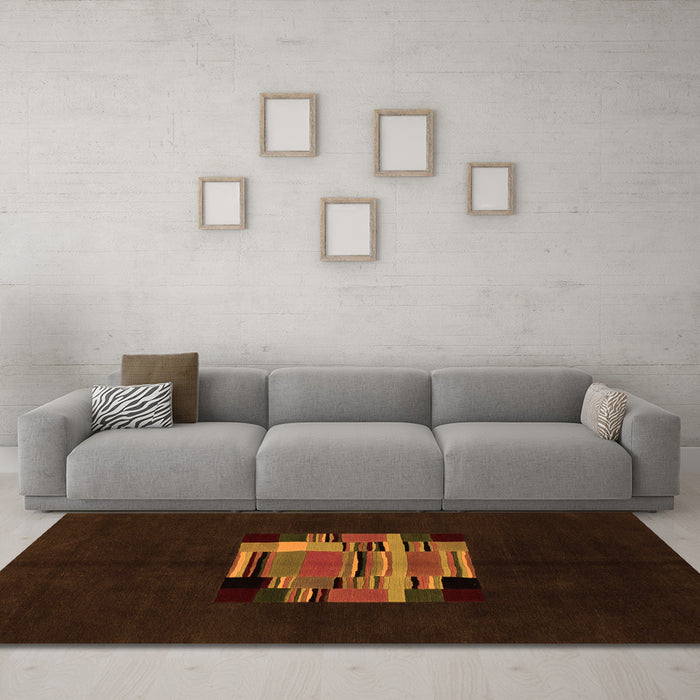 Machine Washable Abstract Orange Modern Area Rugs in a Living Room, wshabs1872org