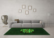 Machine Washable Abstract Green Modern Area Rugs in a Living Room,, wshabs1872grn