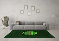 Machine Washable Abstract Green Modern Rug, wshabs1872grn