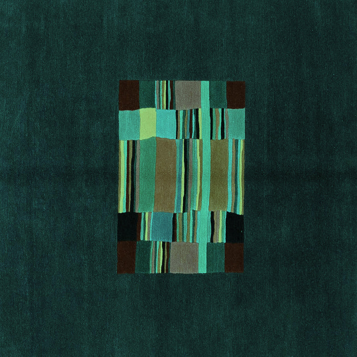 Square Abstract Turquoise Modern Rug, abs1872turq