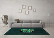 Machine Washable Abstract Turquoise Modern Area Rugs in a Living Room,, wshabs1872turq