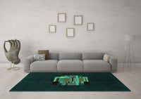 Machine Washable Abstract Turquoise Modern Rug, wshabs1872turq