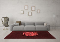 Machine Washable Abstract Red Modern Rug, wshabs1872red