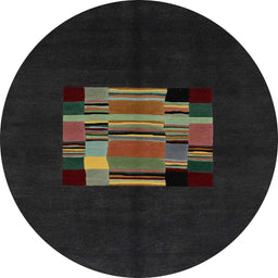 Round Machine Washable Abstract Taupe Brown Rug, wshabs1872