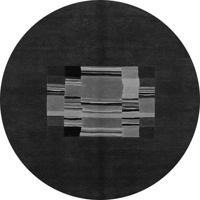 Round Machine Washable Abstract Gray Modern Rug, wshabs1872gry