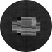 Round Machine Washable Abstract Gray Modern Rug, wshabs1872gry