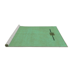 Sideview of Machine Washable Abstract Turquoise Modern Area Rugs, wshabs1873turq