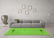 Machine Washable Abstract Green Modern Area Rugs in a Living Room,, wshabs1873grn