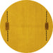 Round Abstract Yellow Modern Rug, abs1873yw