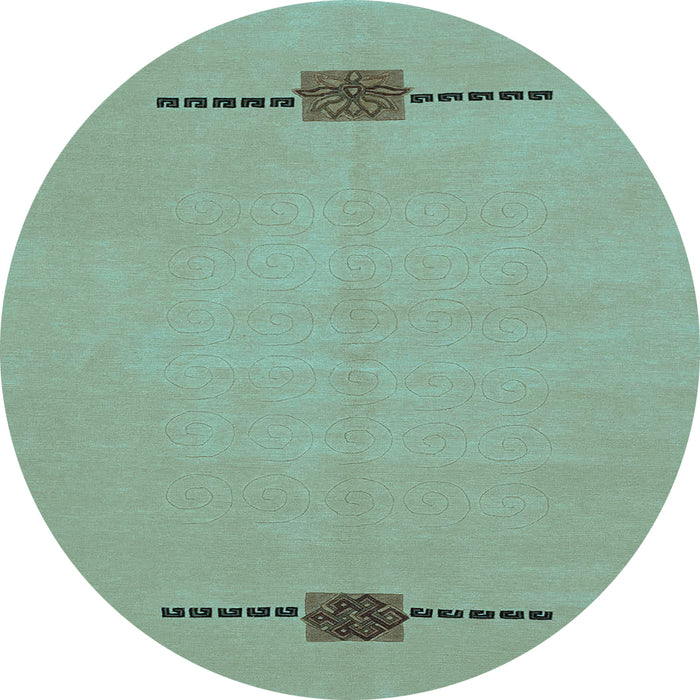 Round Machine Washable Abstract Light Blue Modern Rug, wshabs1873lblu