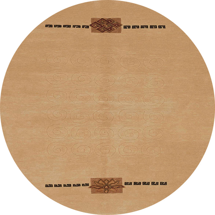 Round Abstract Orange Modern Rug, abs1873