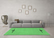 Machine Washable Abstract Emerald Green Modern Area Rugs in a Living Room,, wshabs1873emgrn